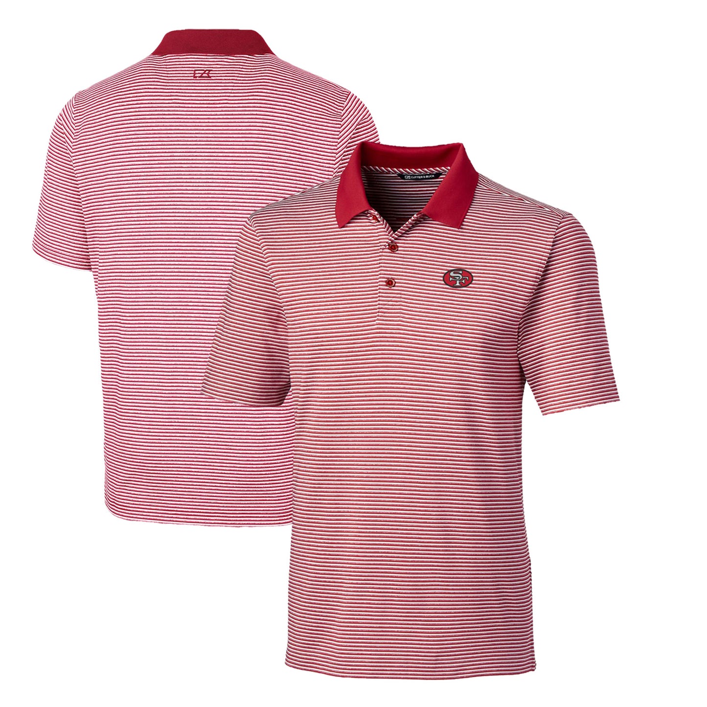 Men's Cutter & Buck Scarlet San Francisco 49ers Throwback Logo Big & Tall Forge Tonal Stripe Stretch Polo