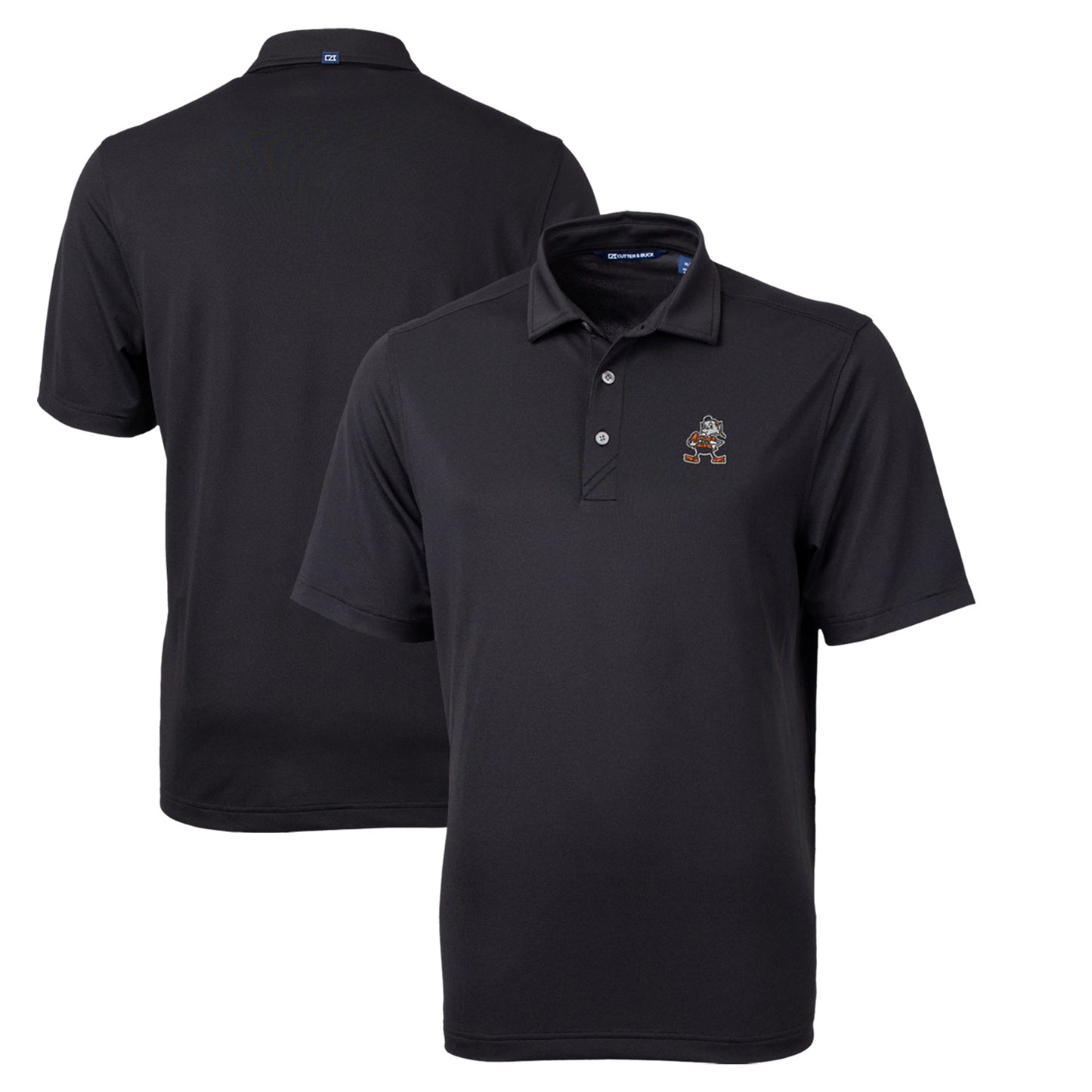 Men's Cutter & Buck Black Cleveland Browns Throwback Logo Virtue Eco Pique Recycled Big & Tall Polo