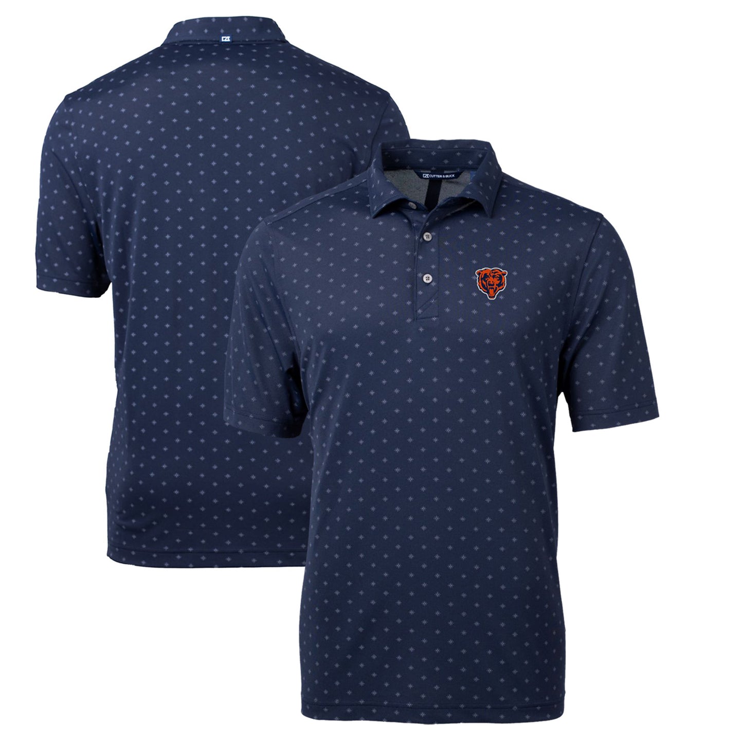 Men's Cutter & Buck Navy Chicago Bears Throwback Logo Virtue Eco Pique Tile Recycled Big & Tall Polo