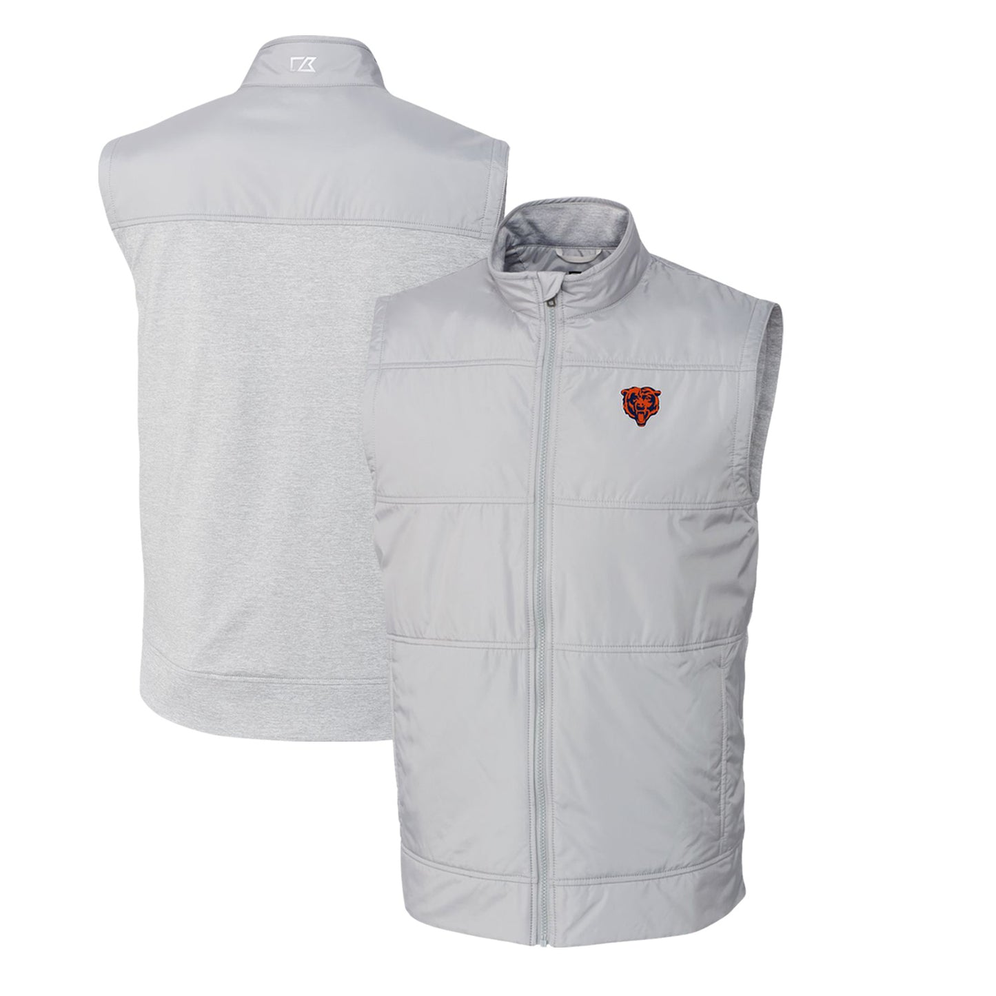 Men's Cutter & Buck Gray Chicago Bears Throwback Logo Big & Tall Stealth Hybrid Quilted Windbreaker Full-Zip Vest