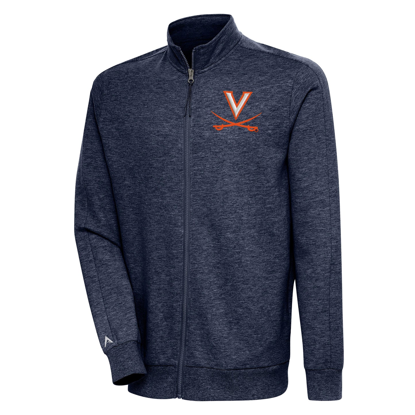 Men's Antigua Heather Navy Virginia Cavaliers Action Full-Zip Jacket