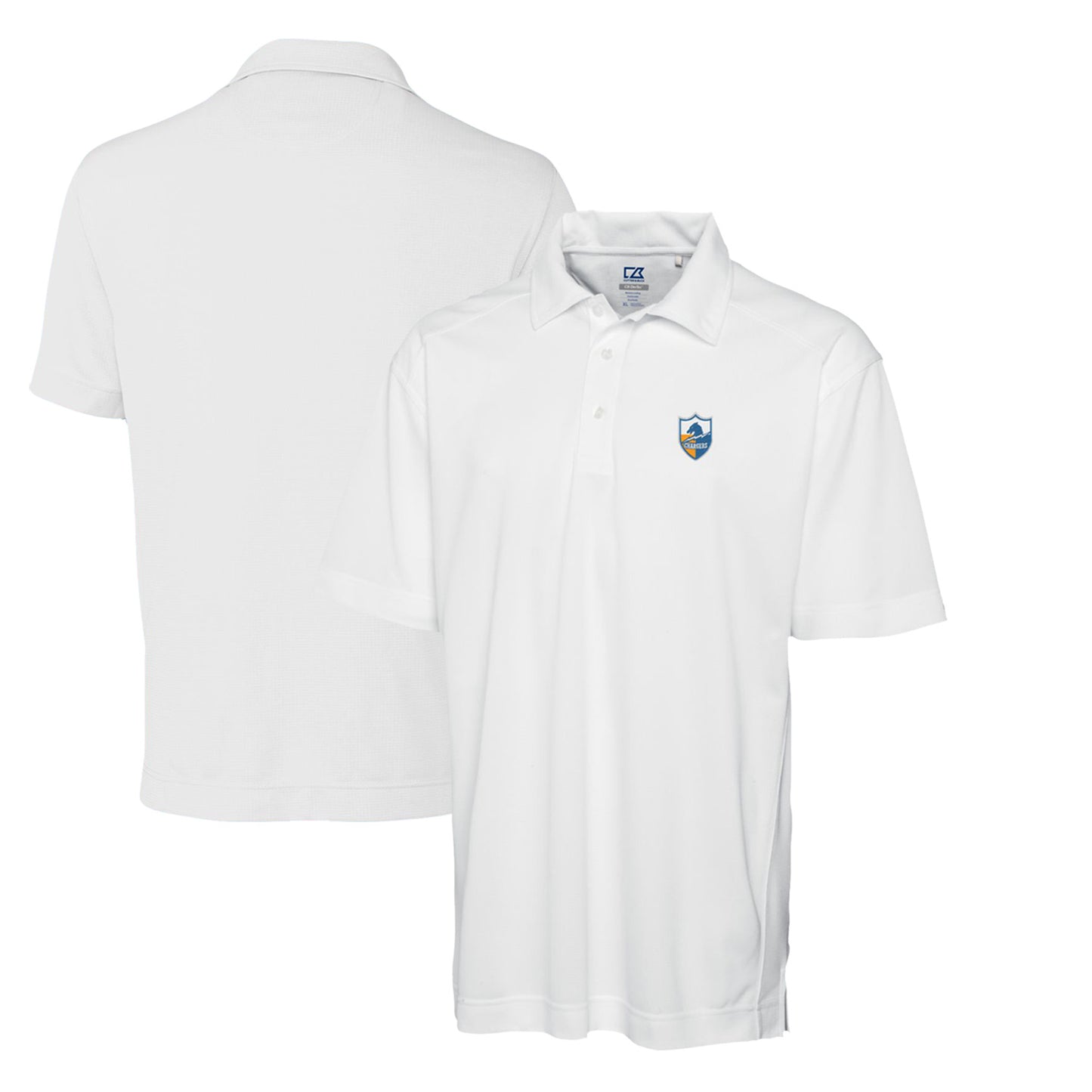 Men's Cutter & Buck White Los Angeles Chargers Throwback Logo DryTec Genre Textured Solid Polo