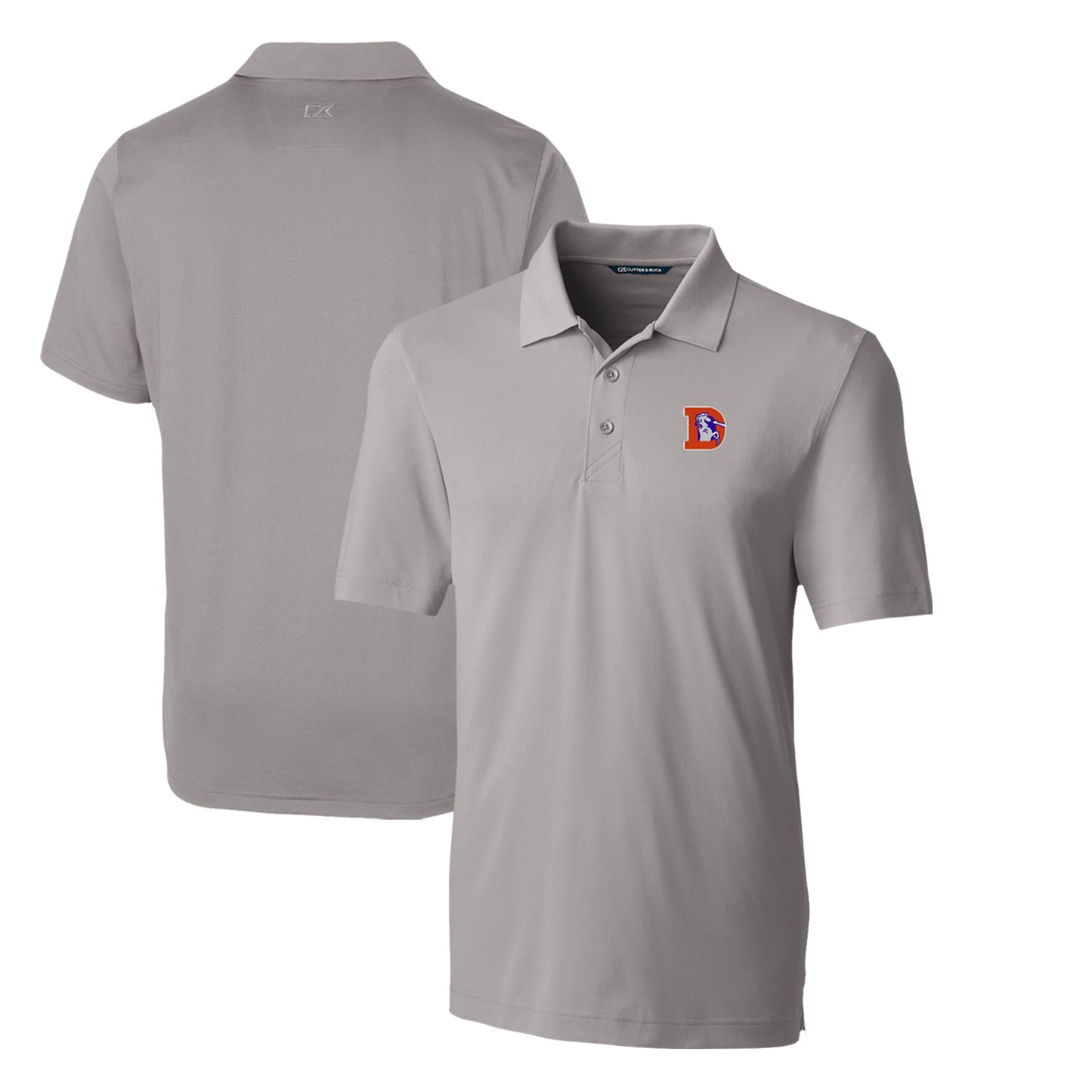 Men's Cutter & Buck Gray Denver Broncos Throwback Logo Forge Stretch Polo