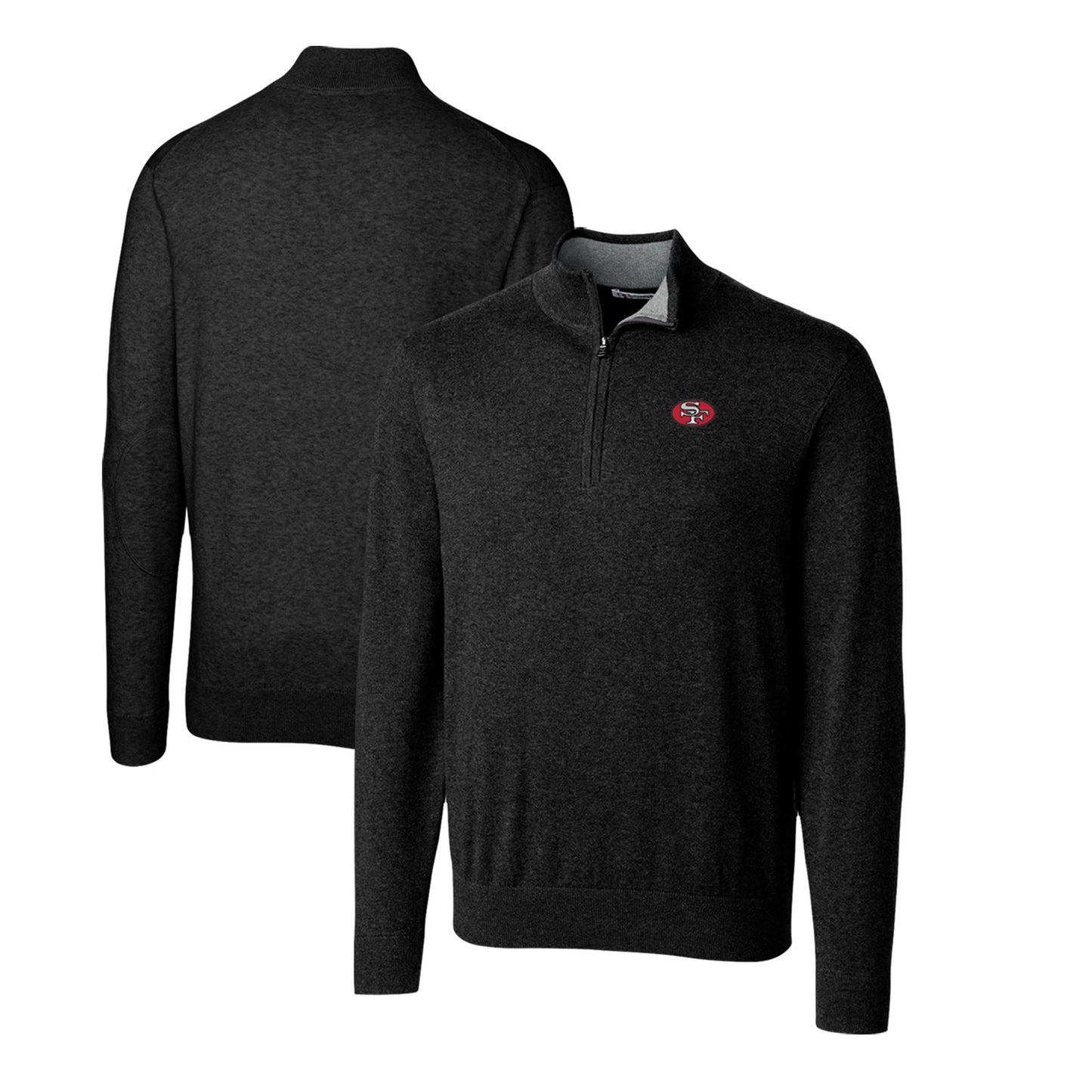 Men's Cutter & Buck Black San Francisco 49ers Throwback Logo Lakemont Tri-Blend Quarter-Zip Pullover Sweater