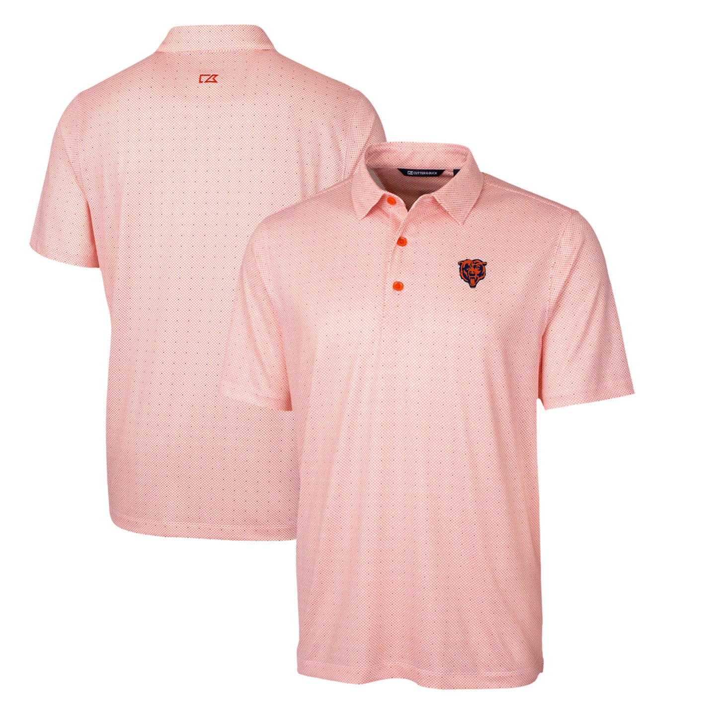 Men's Cutter & Buck Orange Chicago Bears Throwback Logo Pike Double Dot Print Stretch Polo
