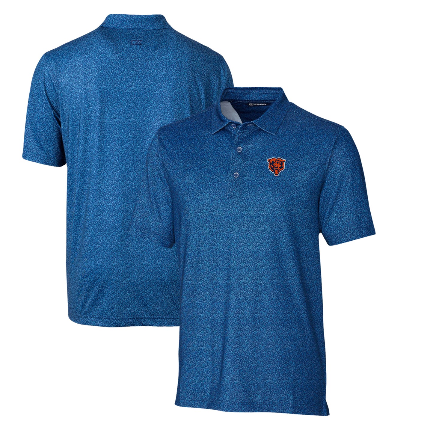 Men's Cutter & Buck Blue Chicago Bears Micro Floral Stretch Polo