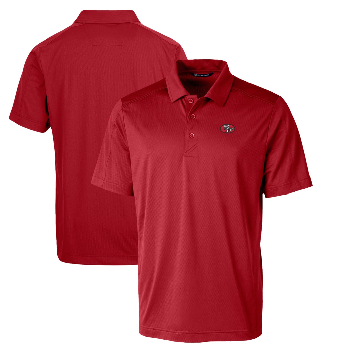 Men's Cutter & Buck Scarlet San Francisco 49ers Throwback Logo Prospect Textured Stretch Polo