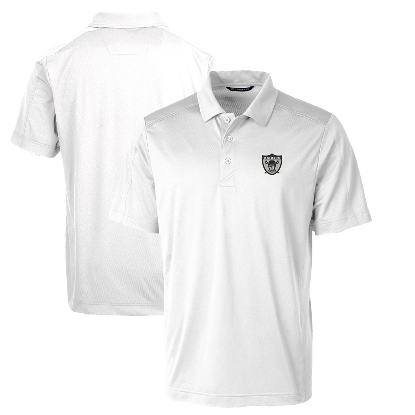 Men's Cutter & Buck White Las Vegas Raiders Throwback Logo Prospect Textured Stretch Polo
