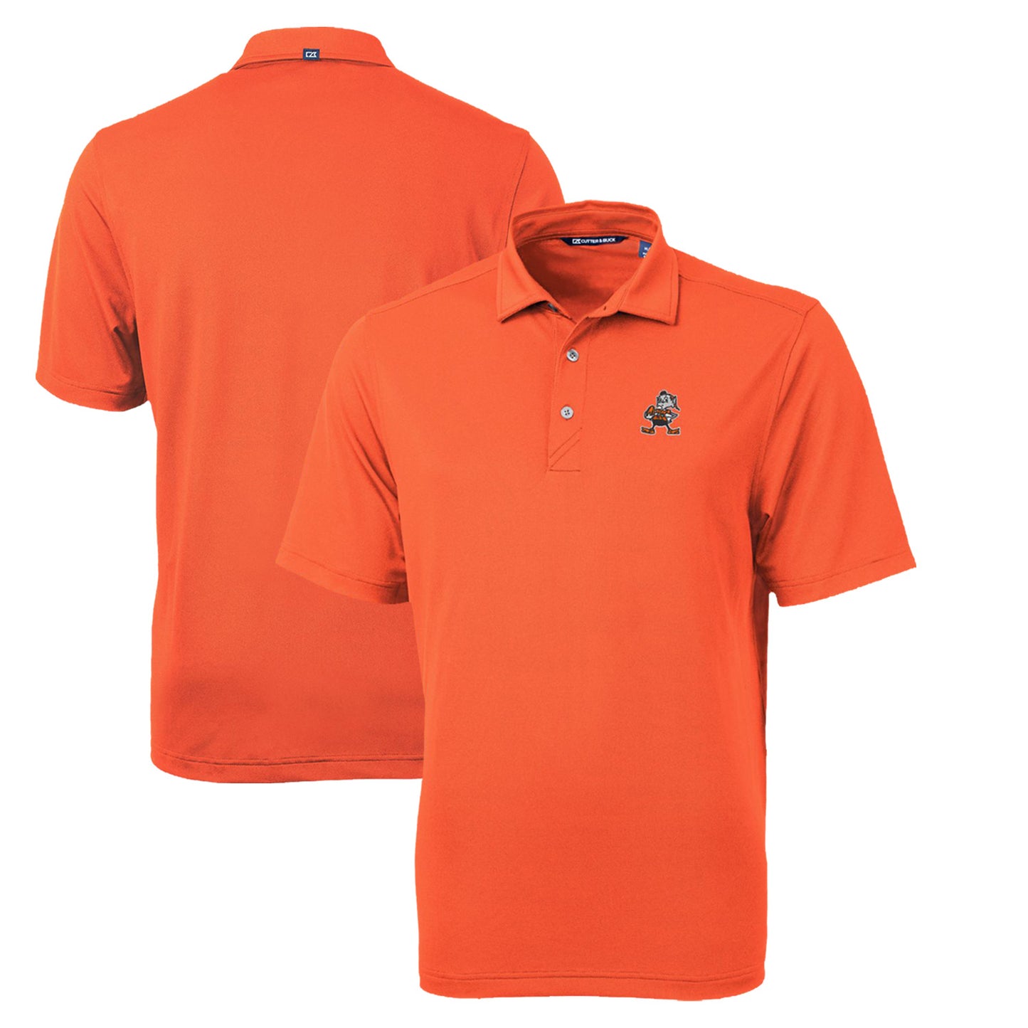Men's Cutter & Buck Orange Cleveland Browns Throwback Logo Virtue Eco Pique Recycled Polo