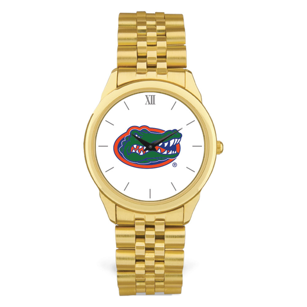 Unisex Gold Florida Gators Team Logo Rolled Linked Bracelet Wristwatch