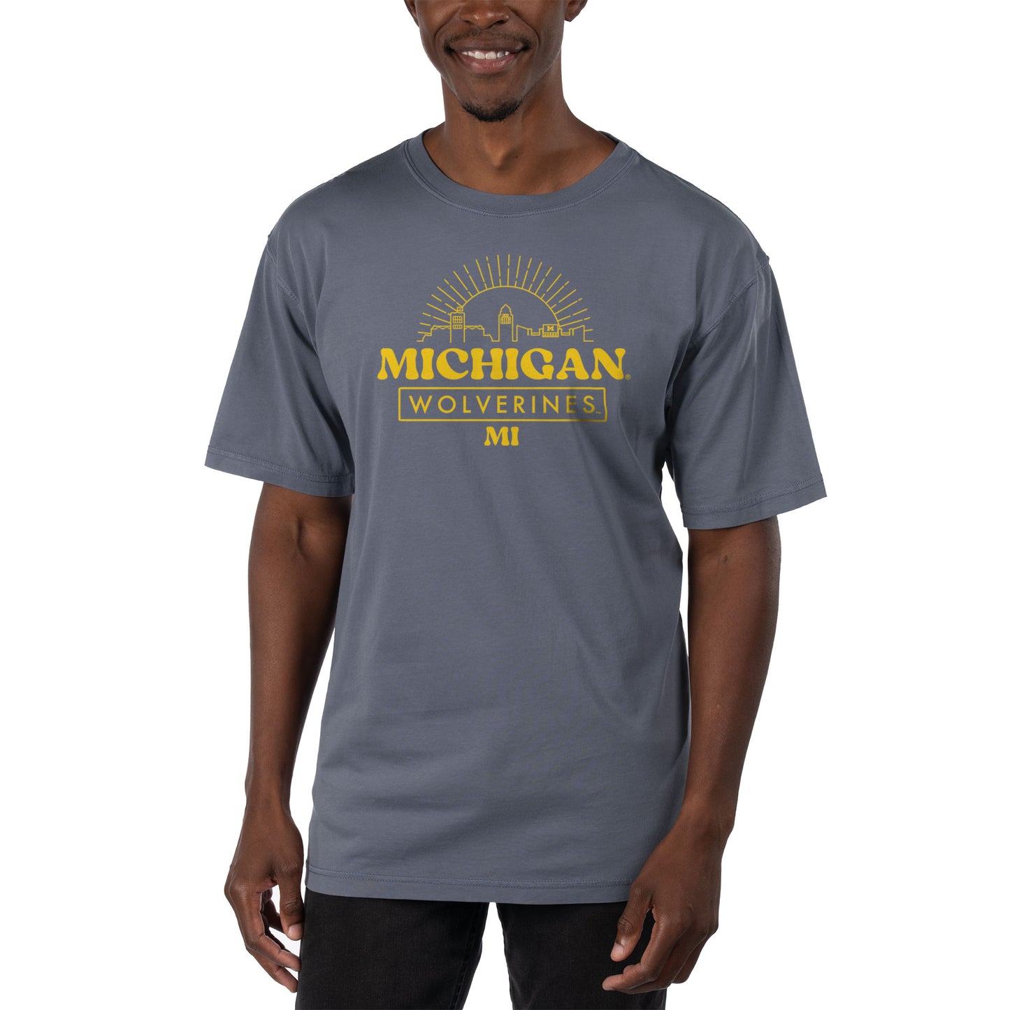 Men's Uscape Apparel Blue Michigan Wolverines Garment Dyed T-Shirt