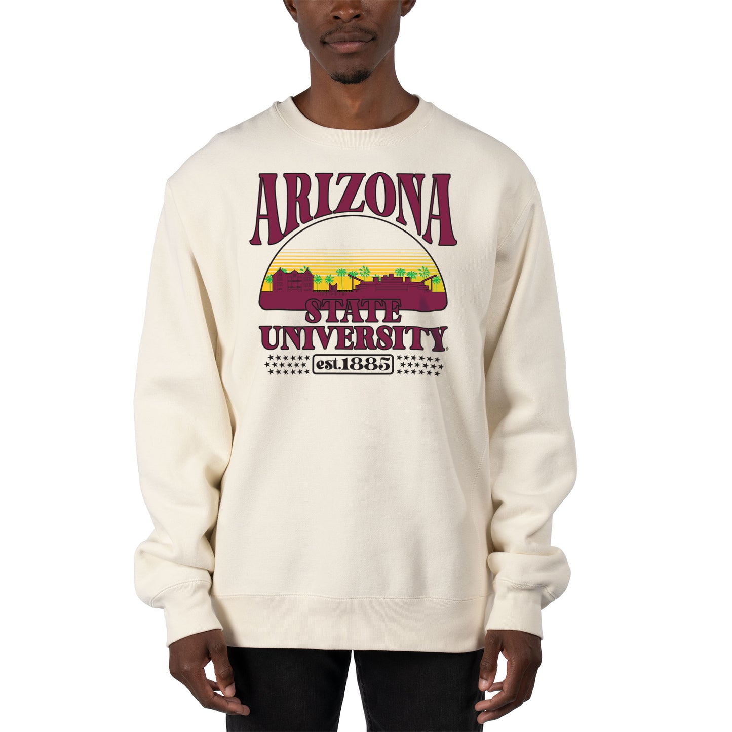 Men's Uscape Apparel Cream Arizona State Sun Devils Premium Heavyweight Pullover Sweatshirt