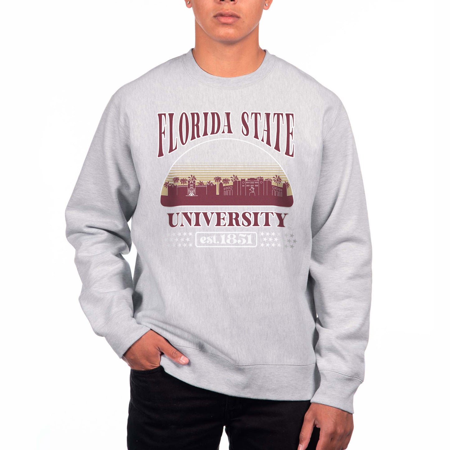 Men's Uscape Apparel Heather Gray Florida State Seminoles Premium Heavyweight Pullover Sweatshirt