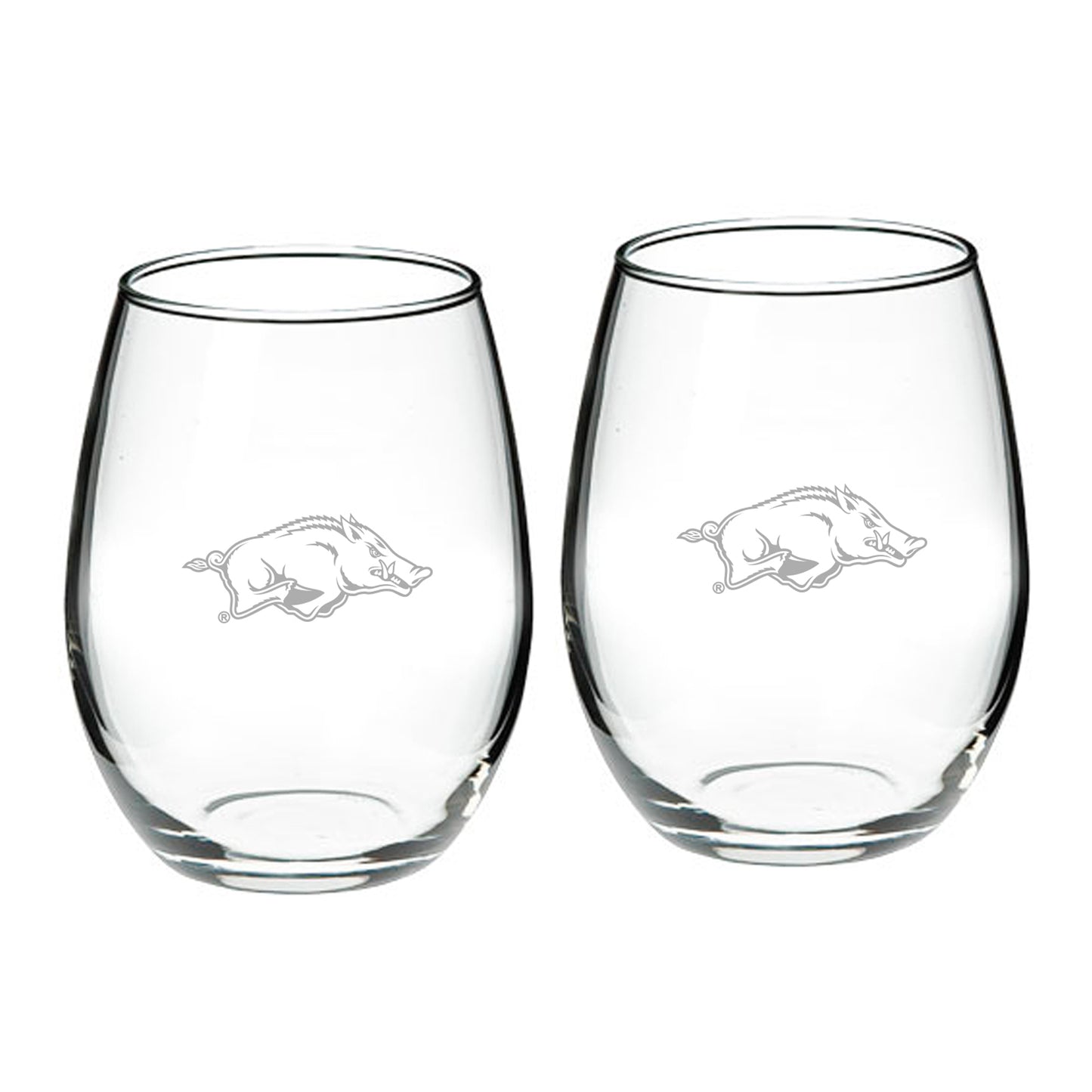 Arkansas Razorbacks 21oz. 2-Piece Stemless Wine Glass Set