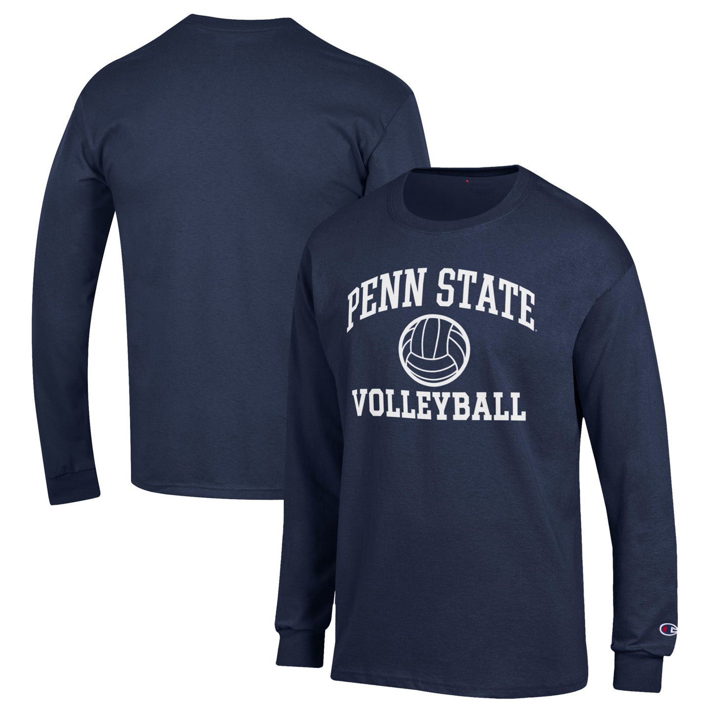 Men's Champion Navy Penn State Nittany Lions Volleyball Icon Powerblend Long Sleeve T-Shirt