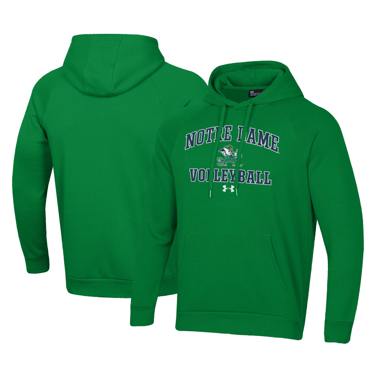 Men's Under Armour Green Notre Dame Fighting Irish Volleyball All Day Arch Fleece Pullover Hoodie