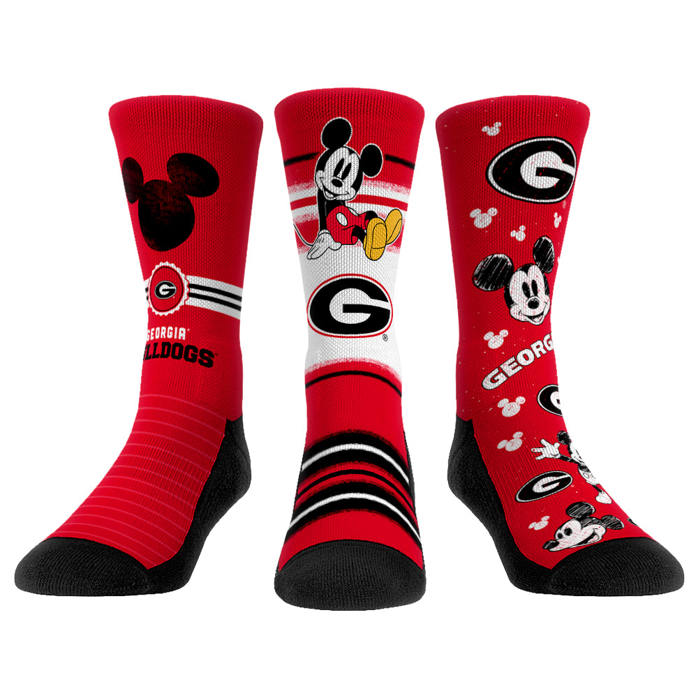 Unisex Rock Em Socks Georgia Bulldogs Disney Three-Pack Crew Socks