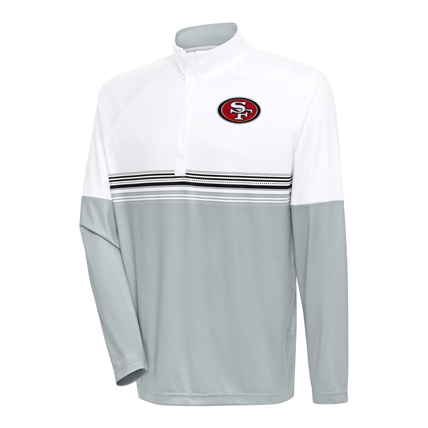 Men's Antigua White/Black San Francisco 49ers Bender Quarter-Zip Pullover Top