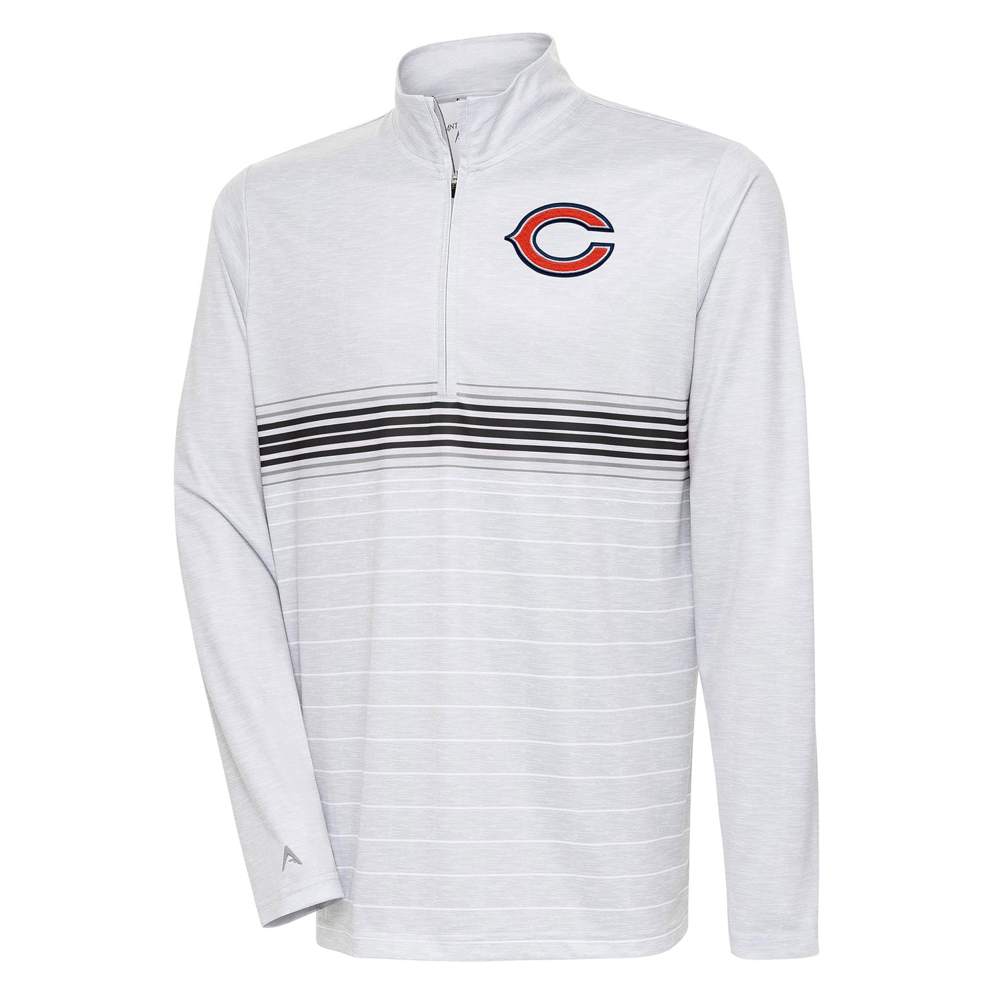 Men's Antigua Heather Gray/Black Chicago Bears Bullseye Quarter-Zip Pullover Top