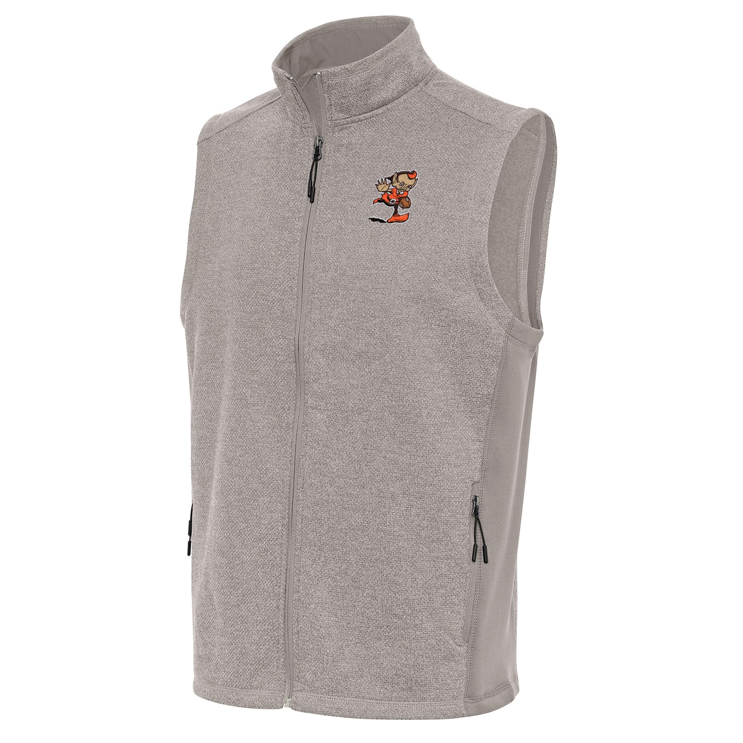 Men's Antigua Oatmeal Cleveland Browns Team Logo Course Full-Zip Vest