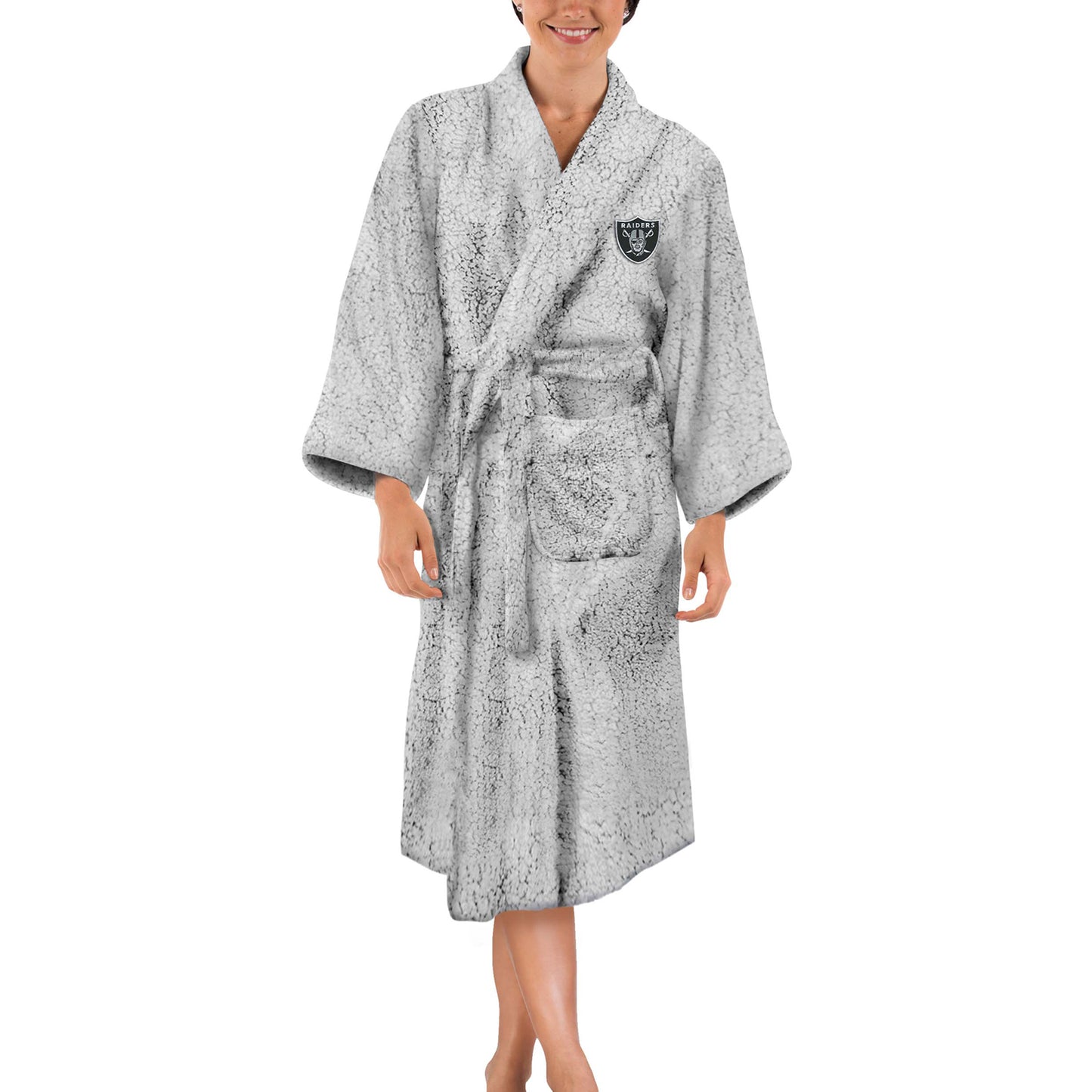 Women's The Northwest Group Gray Las Vegas Raiders Sherpa Bathrobe