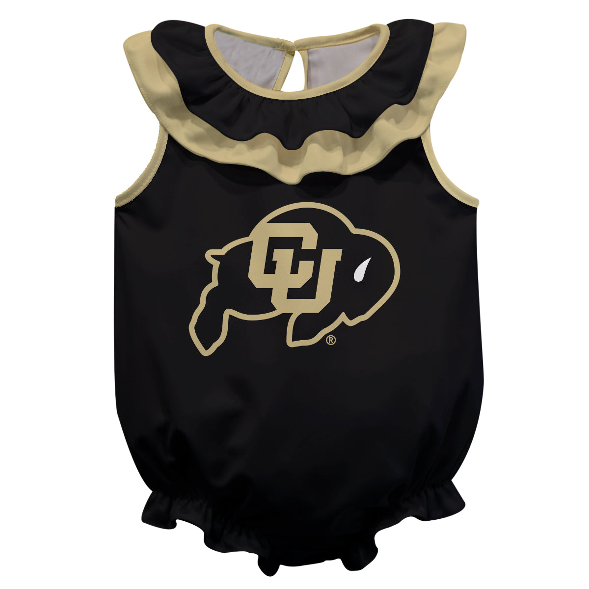 Girls Infant Black Colorado Buffaloes Sleeveless Ruffle Bodysuit