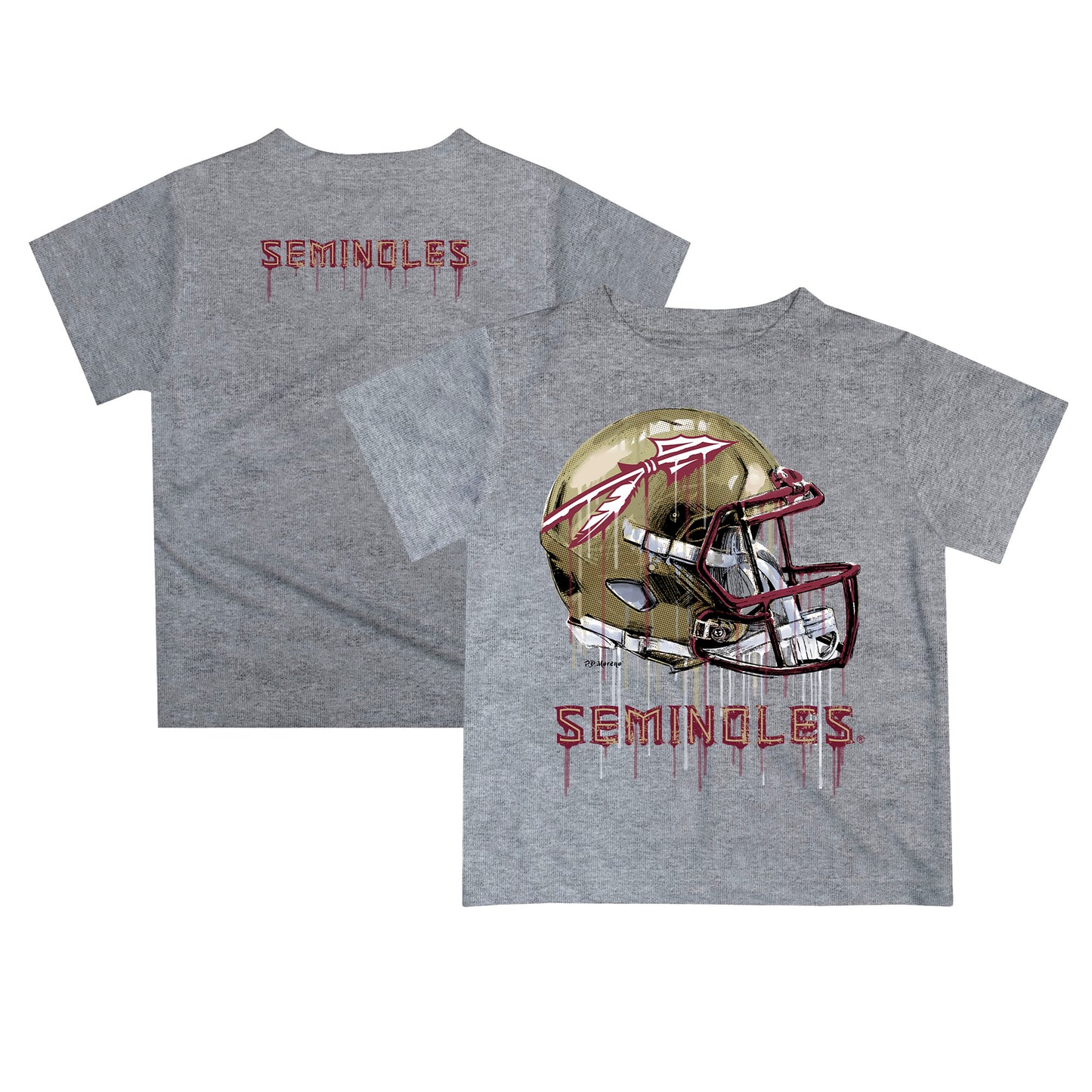 Infant Gray Florida State Seminoles Dripping Helmet T-Shirt