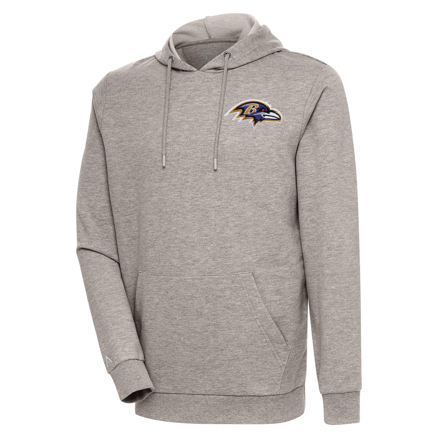 Men's Antigua Oatmeal Baltimore Ravens Action Lightweight Pullover Hoodie
