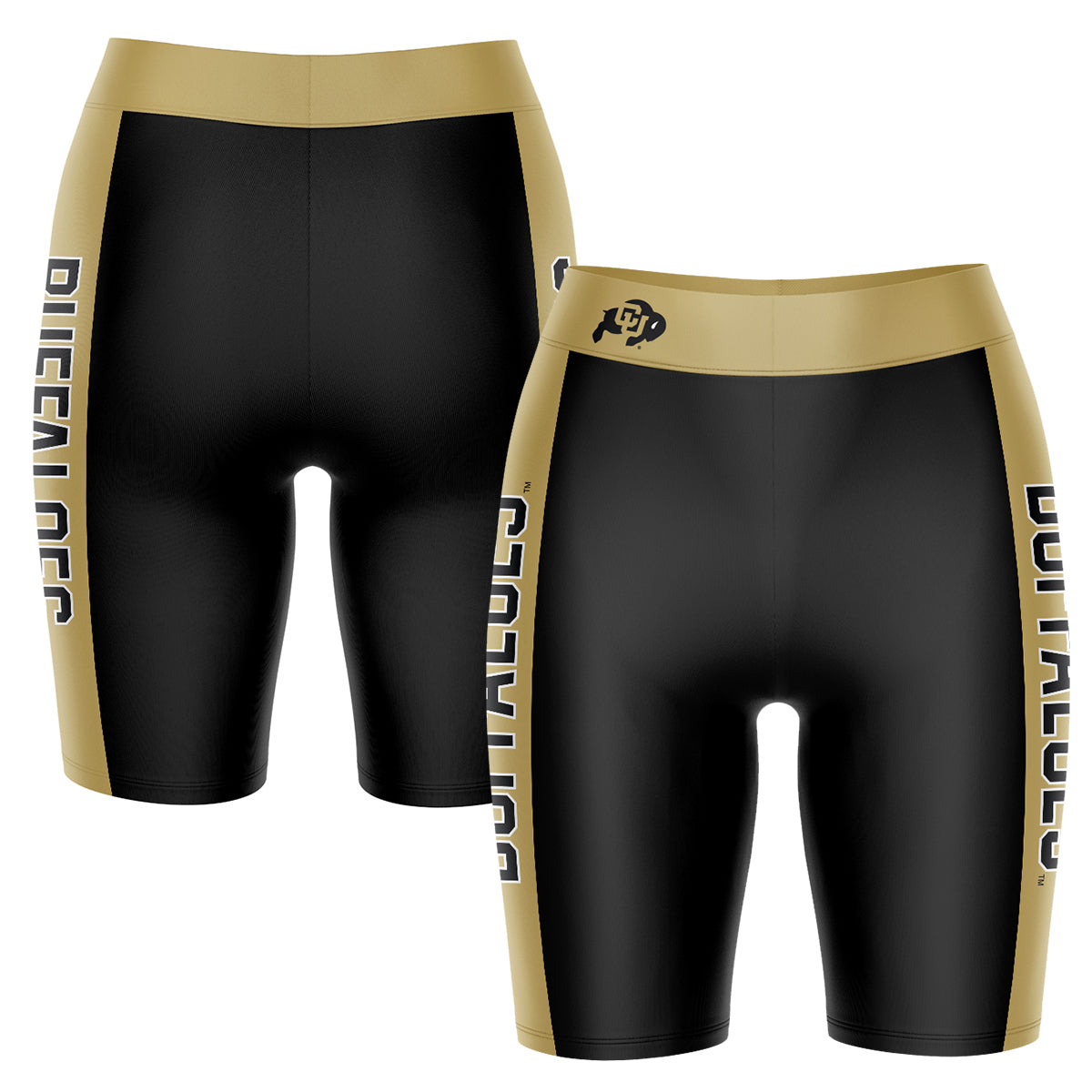 Women's Black/Gold Colorado Buffaloes Plus Size Striped Design Bike Shorts