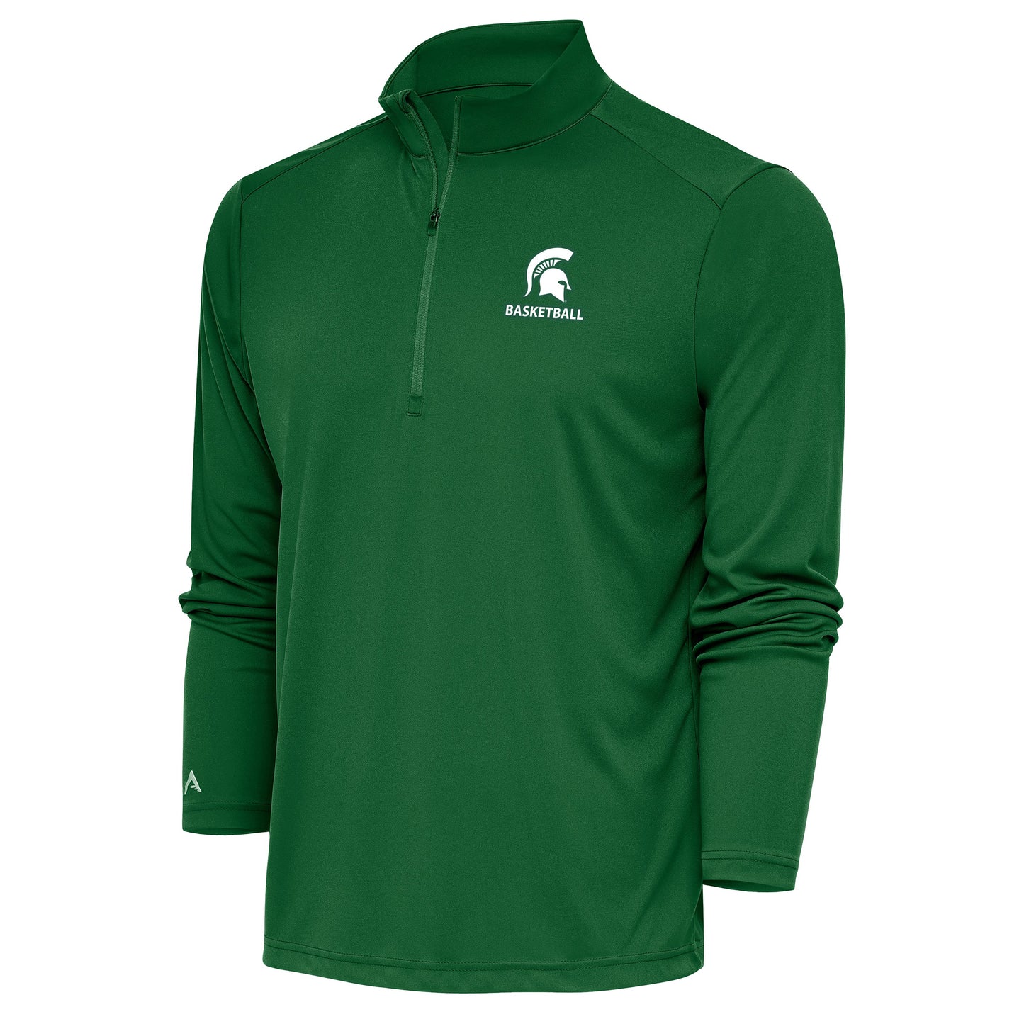 Men's Antigua Green Michigan State Spartans Basketball Tribute Quarter-Zip Pullover Top