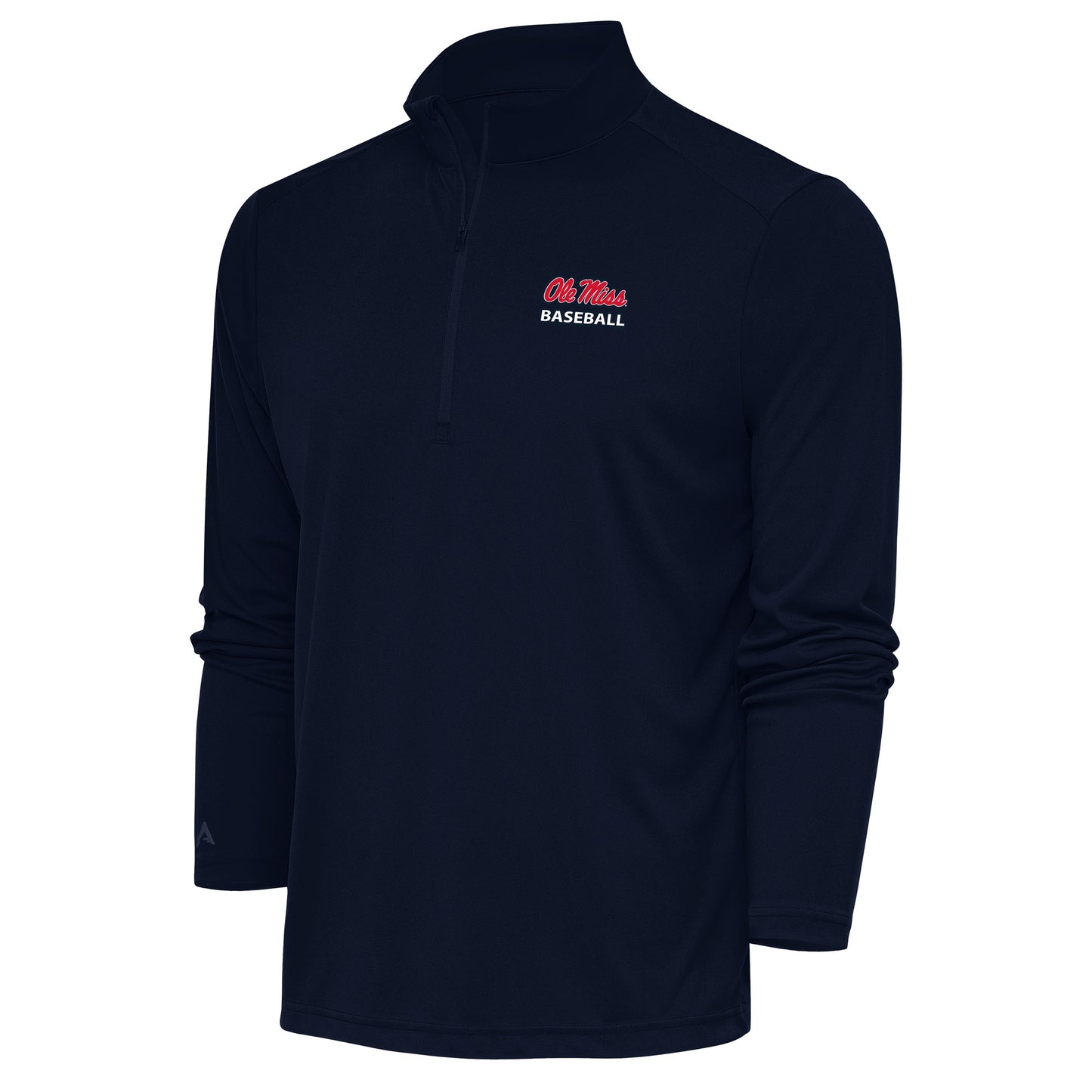 Men's Antigua Navy Ole Miss Rebels Baseball Tribute Quarter-Zip Pullover Top