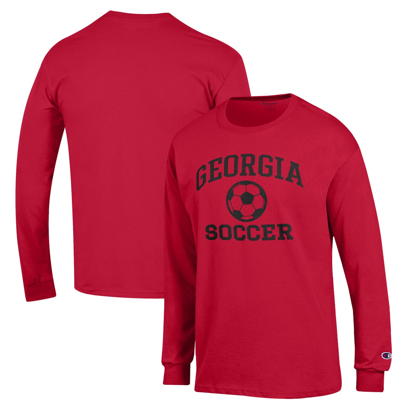 Men's Champion Red Georgia Bulldogs Soccer Icon Long Sleeve T-Shirt