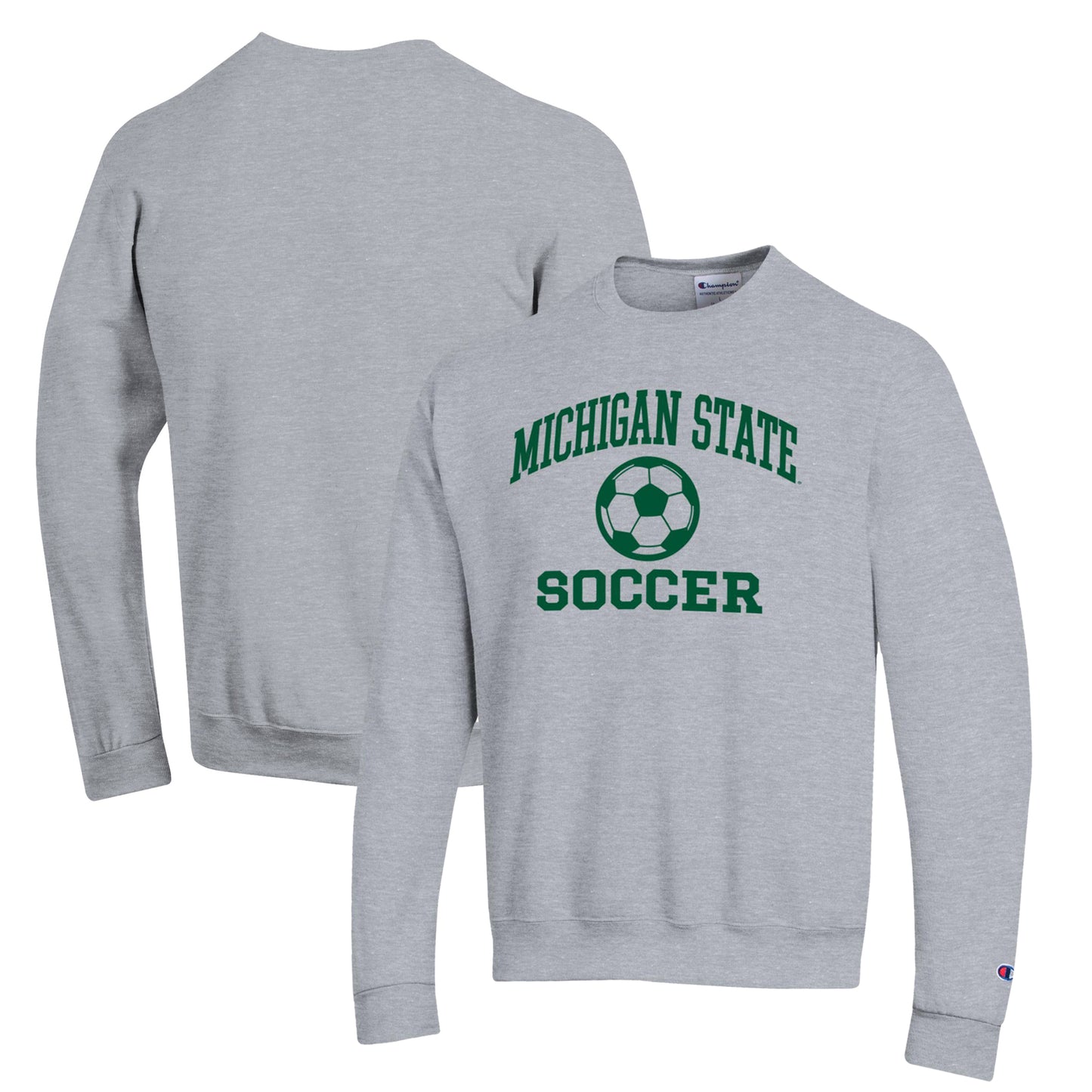 Men's Champion Gray Michigan State Spartans Soccer Icon Powerblend Pullover Sweatshirt