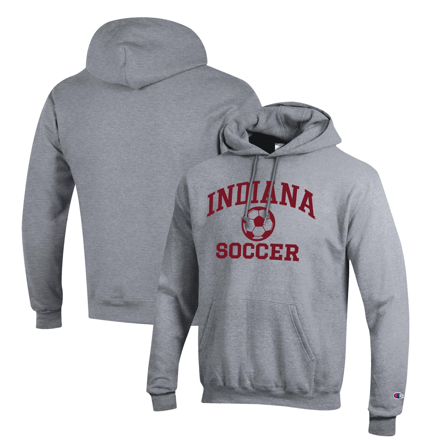 Men's Champion Gray Indiana Hoosiers Soccer Icon Powerblend Pullover Hoodie