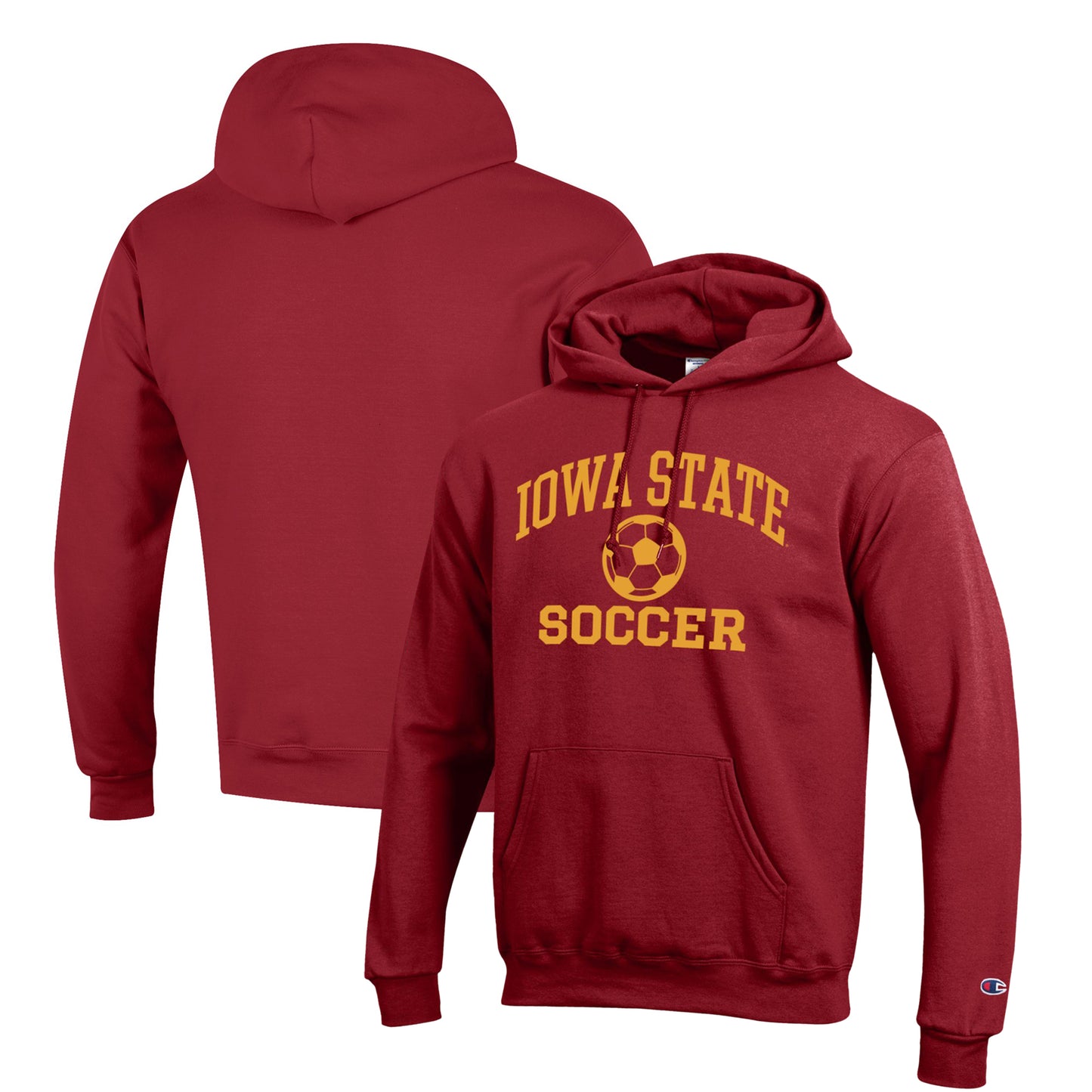 Men's Champion Cardinal Iowa State Cyclones Soccer Icon Powerblend Pullover Hoodie
