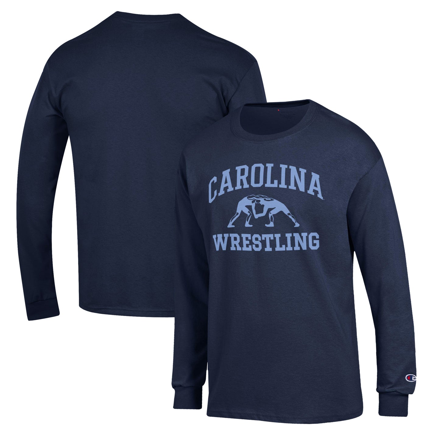 Men's Champion Navy North Carolina Tar Heels Wrestling Icon Long Sleeve T-Shirt