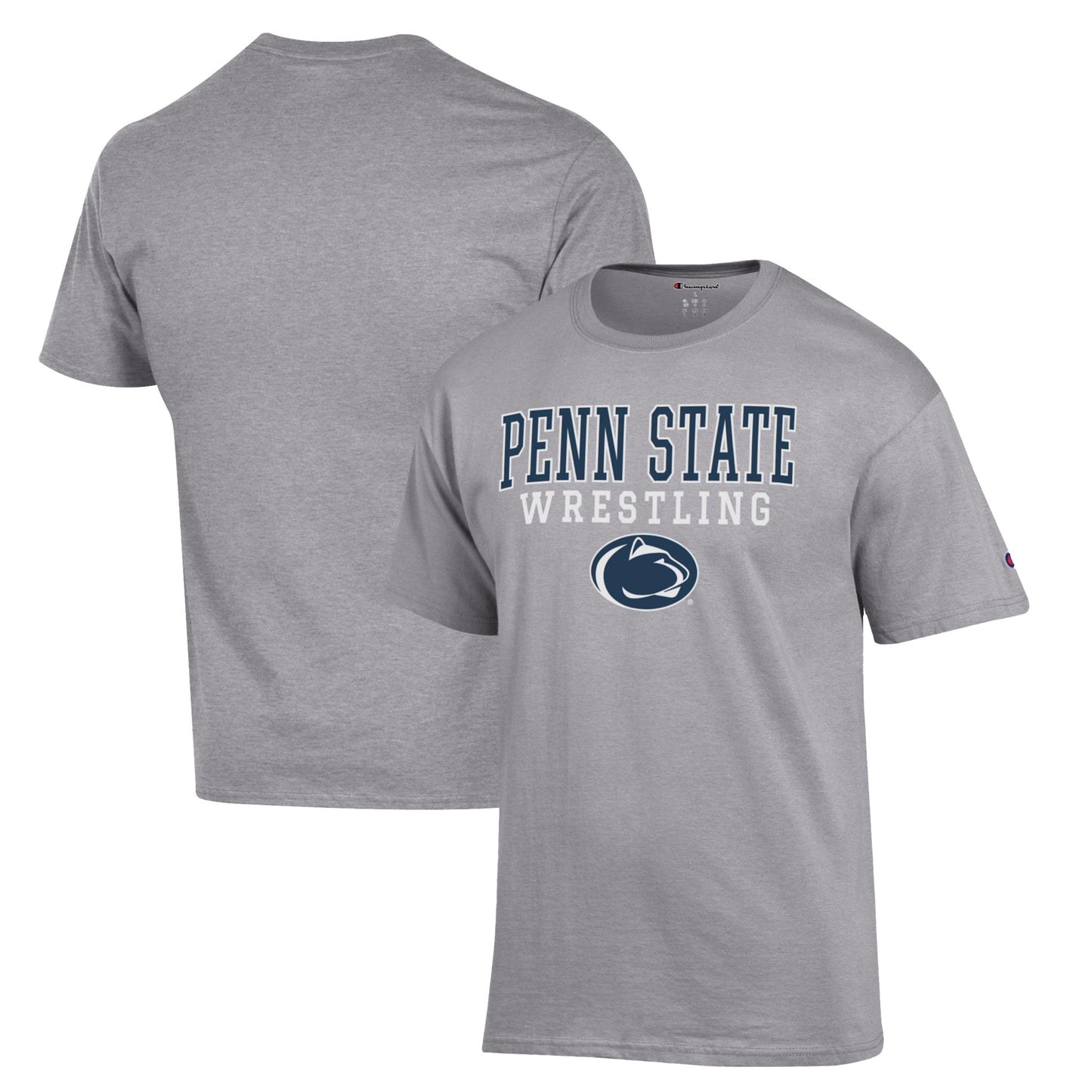Men's Champion Gray Penn State Nittany Lions Wrestling Stack Logo T-Shirt