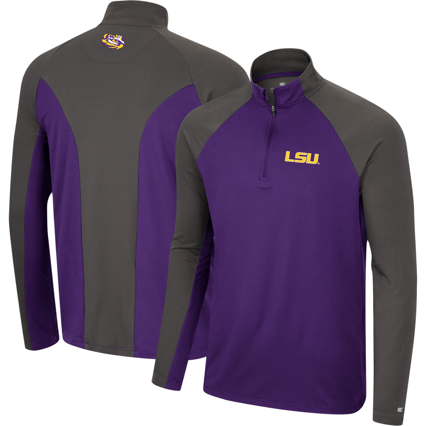 Men's Colosseum Purple/Charcoal LSU Tigers Two Yutes Raglan Quarter-Zip Windshirt