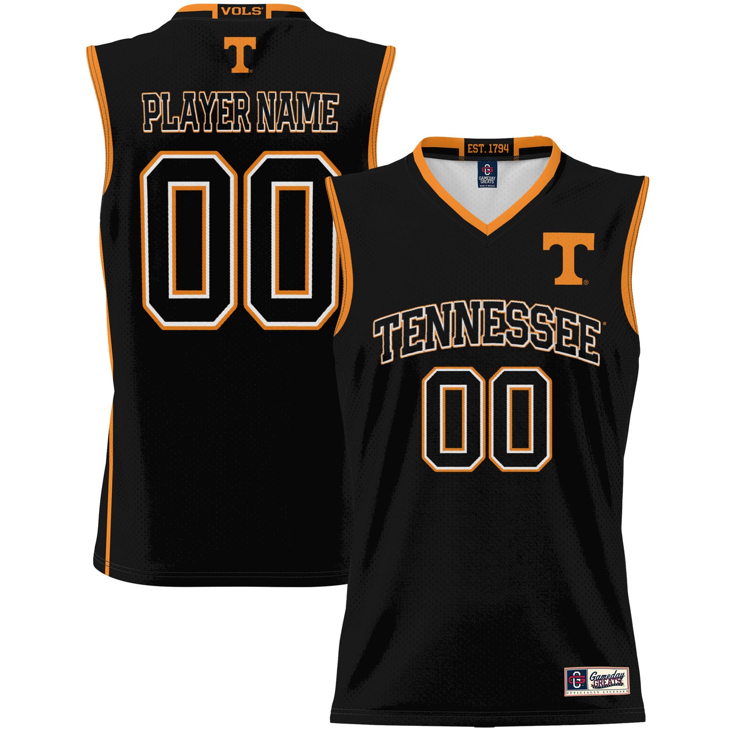 Unisex GameDay Greats Black Tennessee Volunteers Lightweight NIL Pick-A-Player Basketball Jersey