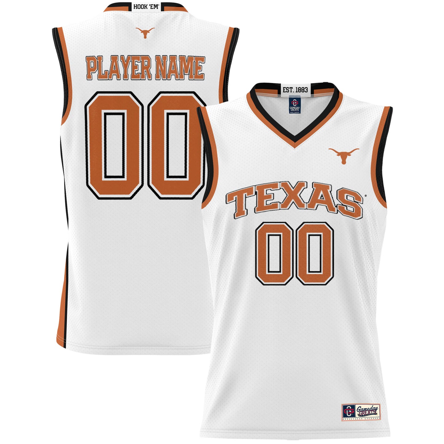 Unisex GameDay Greats White Texas Longhorns Lightweight NIL Pick-A-Player Basketball Jersey