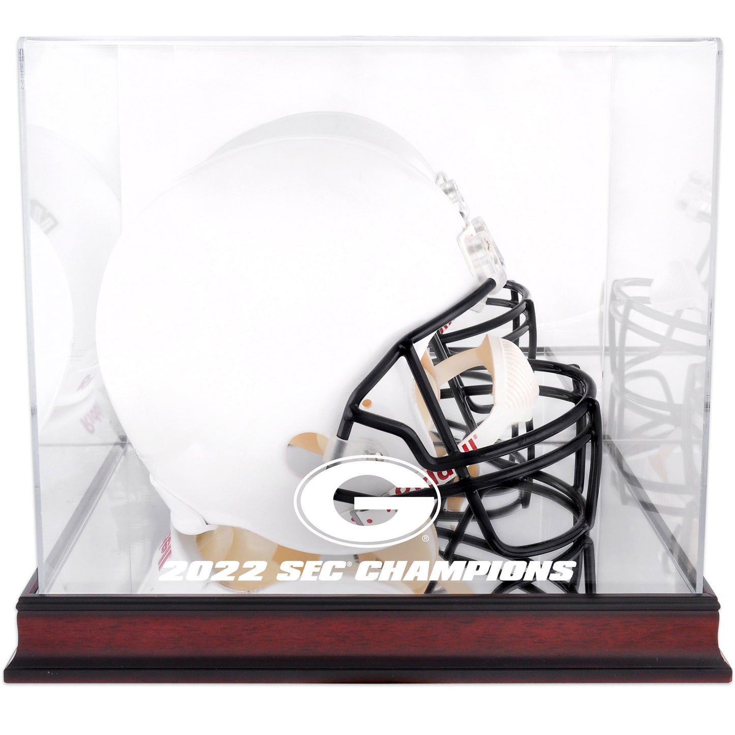 Georgia Bulldogs 2022 SEC Football Conference Champions Mahogany Helmet Logo Display Case