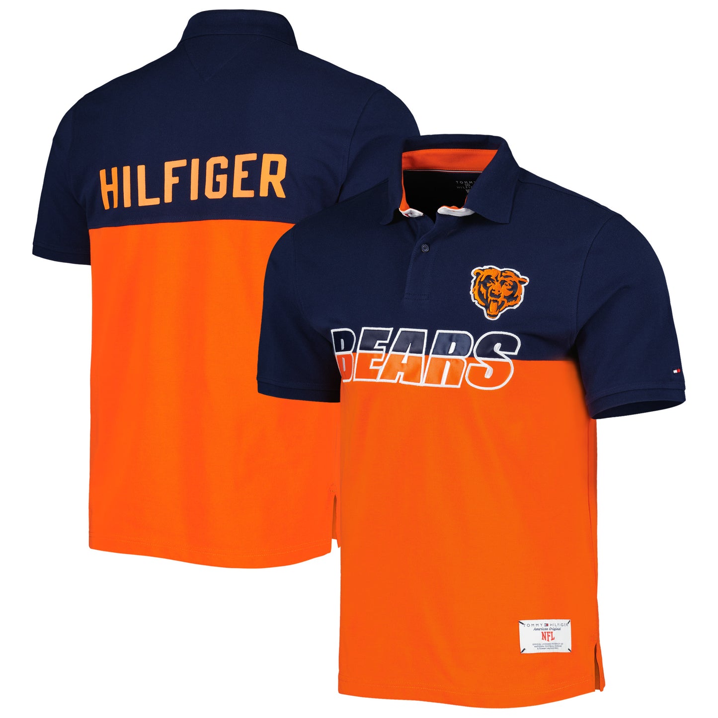 Men's Tommy Hilfiger Orange/Navy Chicago Bears Color Block Polo