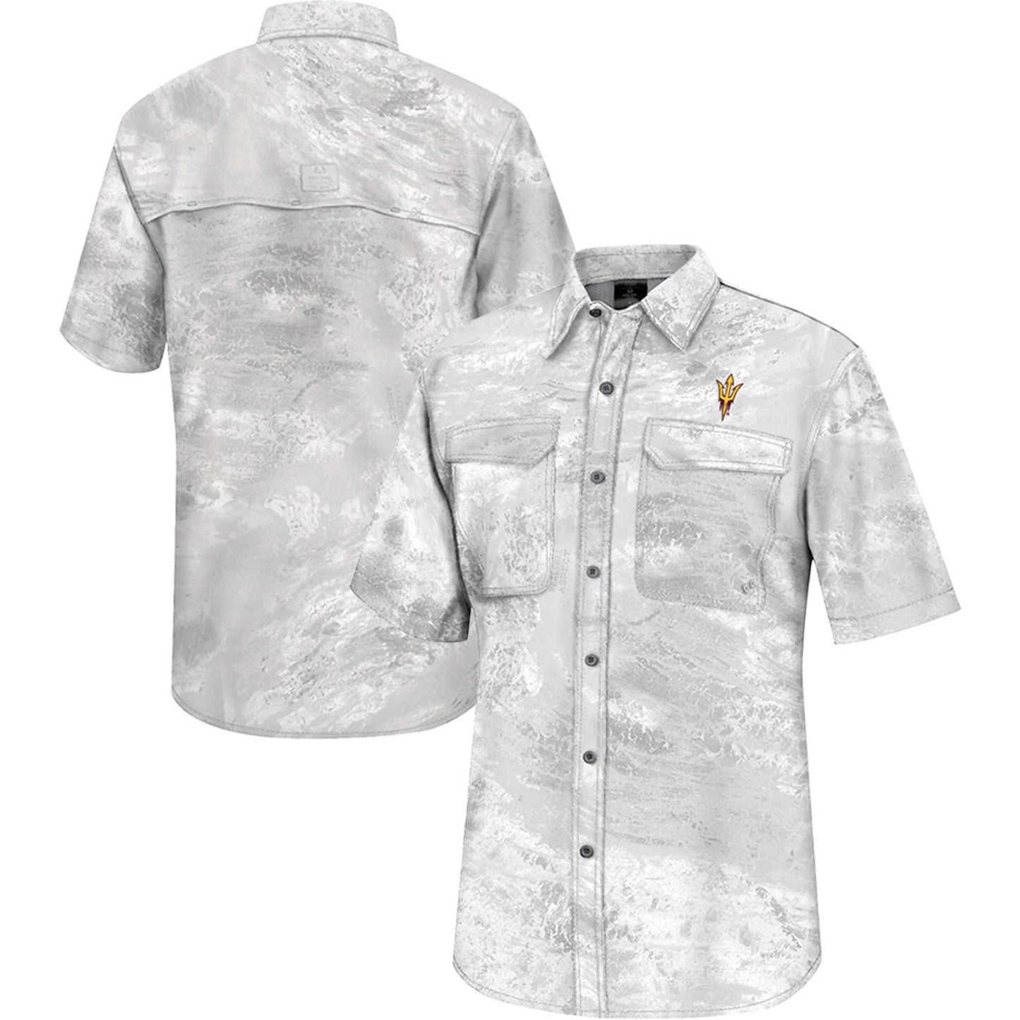 Men's Colosseum White Arizona State Sun Devils Realtree Aspect Charter Full-Button Fishing Shirt