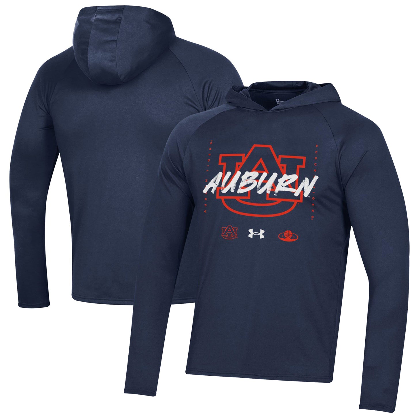 Under Armour Navy Auburn Tigers 2023 On Court Bench Shooting Long Sleeve Hoodie T-Shirt