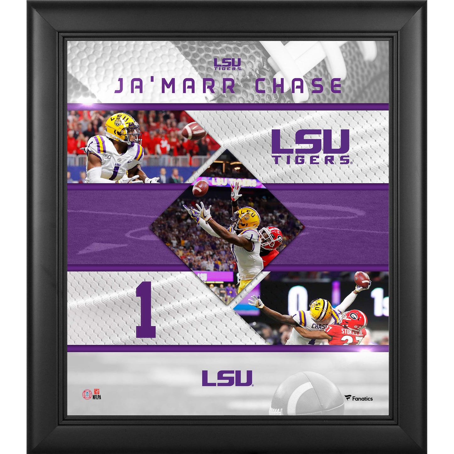 Ja'Marr Chase LSU Tigers Framed 15" x 17" Stitched Stars Collage
