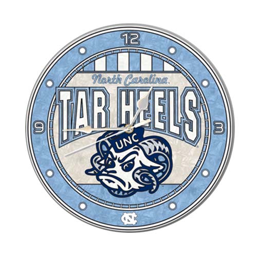 North Carolina Tar Heels (UNC) 12'' Art-Glass Wall Clock