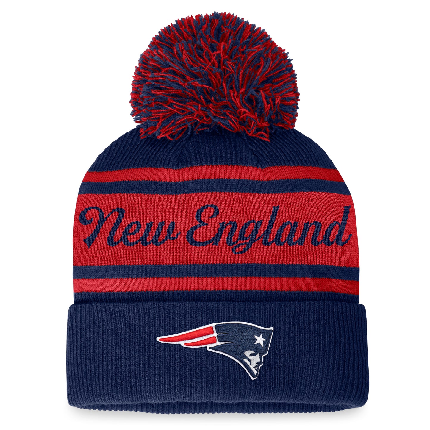 Women's Fanatics Navy New England Patriots Fundamentals Cuffed Knit Hat with Pom