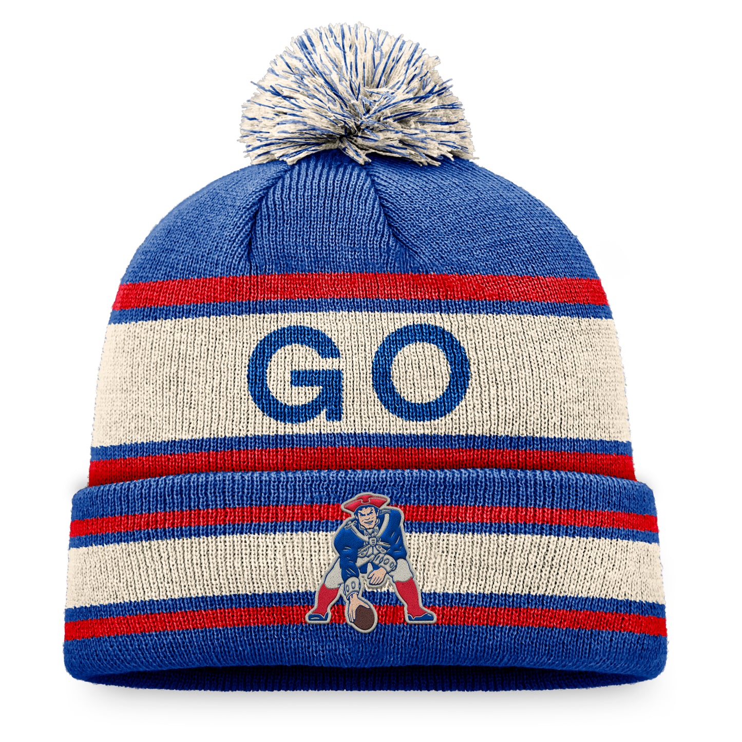 Men's Fanatics Royal New England Patriots Vintage Heritage Cuffed Knit Hat with Pom