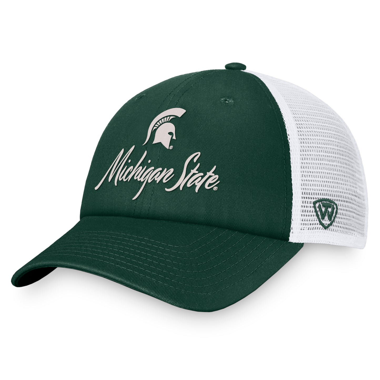 Women's Top of the World Green/White Michigan State Spartans Charm Trucker Adjustable Hat