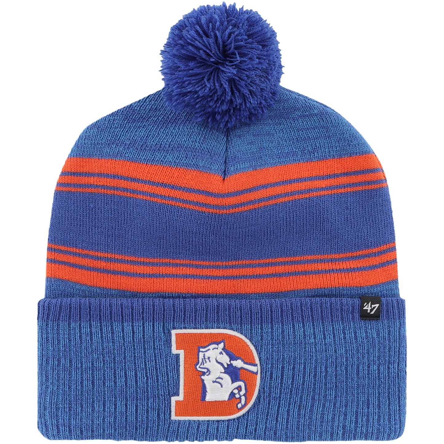 Men's '47 Royal Denver Broncos Fadeout Cuffed Knit Hat with Pom